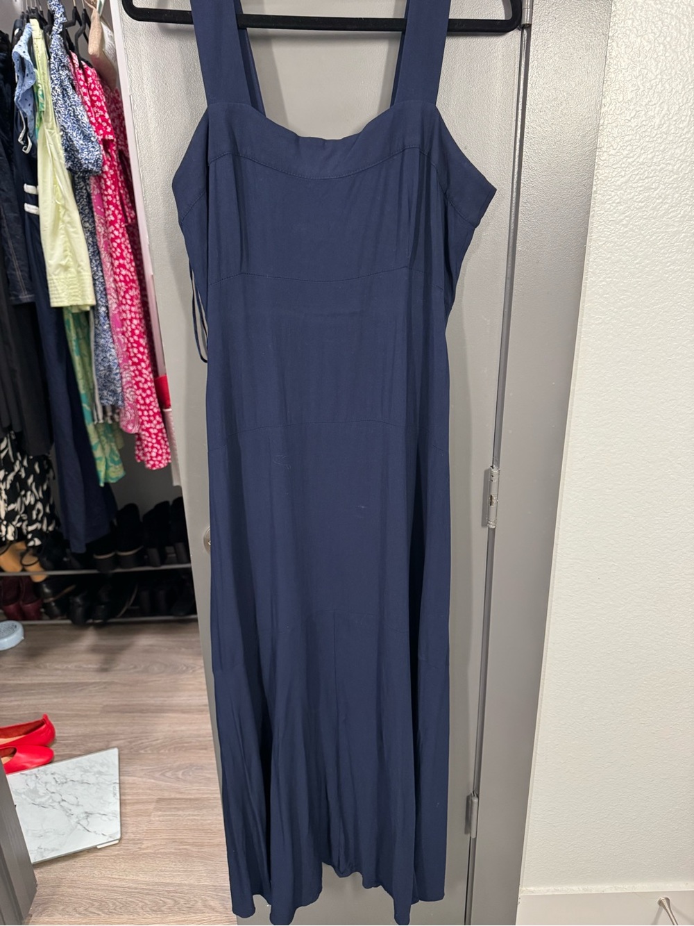 Vince Camuto Navy Square-Neck Maxi Dress